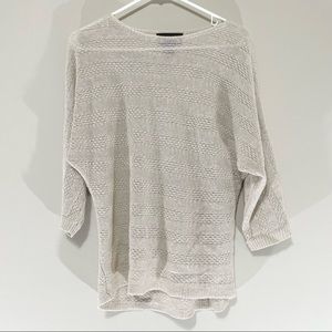 Tahari 100% Linen Tan Open Knit Boat Neck Sweater Size XS